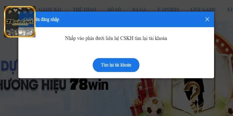 đăng nhập 78win lỗi